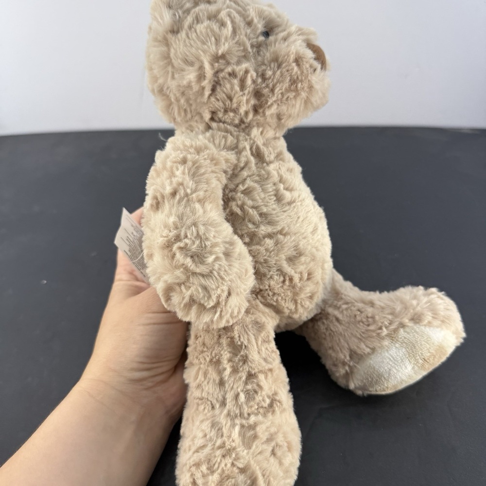 HTF Chickpea 12" Creamy Tan Plush Bear EUC Plaid Feet - Picture 7 of 8